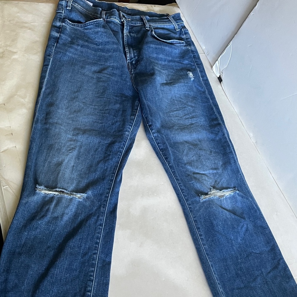 Mother The Hustler Ankle Fray Blue Jeans Size 32 - Picture 6 of 10